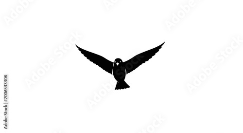 Fotografía Black Silhouette Bird In Flight.