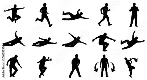 Schilderij op canvas Silhouettes of people in various poses.