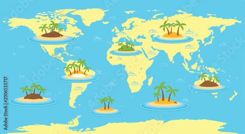 Cuadro en lienzo A world map with several small islands