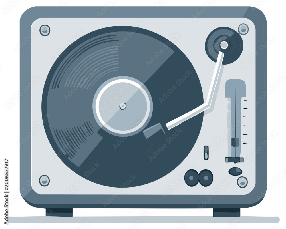 Fototapeta premium Stylized illustration of a vintage record player with vinyl disc