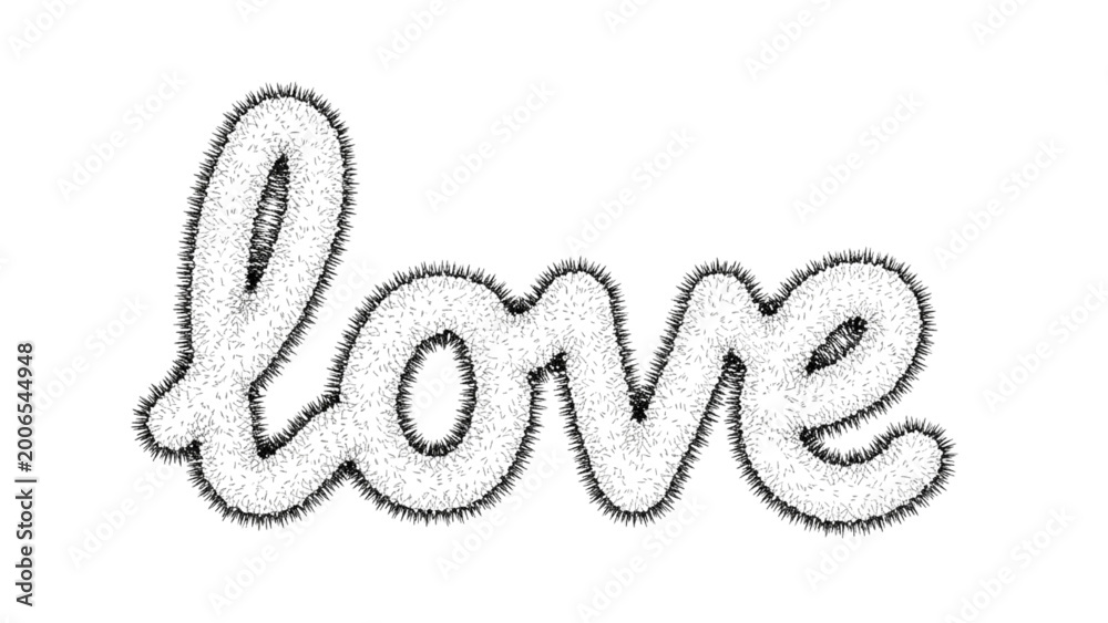 Naklejka premium 2D AutoCAD design of love word in illustration style on white