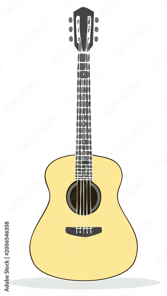 Obraz premium Classic acoustic guitar musical instrument vector illustration