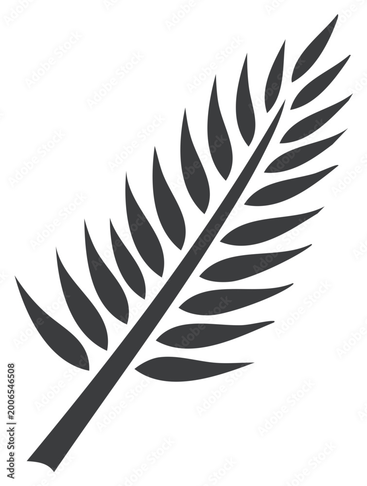 Fototapeta premium Stylized Silhouette of Palm Frond, Simple Graphic Element, Botanical Design