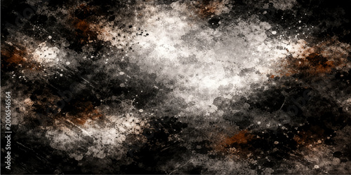 Billede på lærred A dark abstract background featuring a misty black and white texture with swirli
