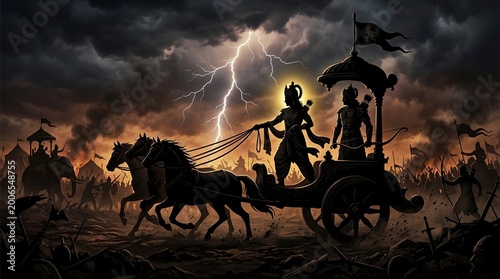 Lord Krishna Counseling Arjuna in Time of Crisis