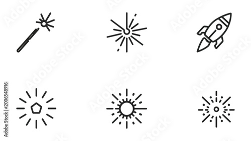 Foto Abstract Icons for Creativity and Innovation: A collection of simple, yet eye-catching icons symbolizes ideas of creativity, imagination, and innovation