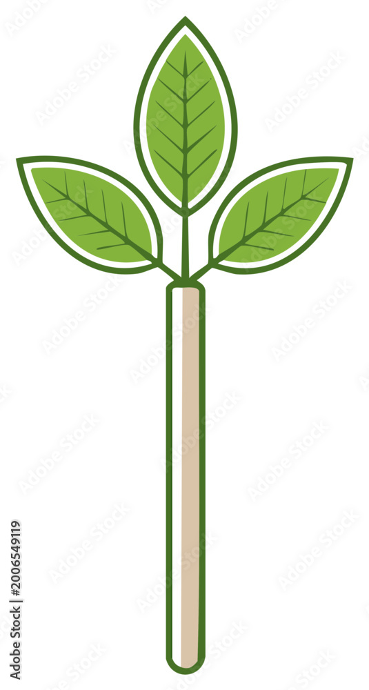 Obraz premium Simple stylized seedling with three green leaves illustration for growth and eco concepts