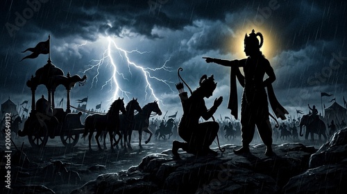 Lord Krishna Counseling Arjuna in Time of Crisis