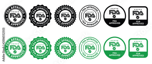 Tableau sur toile fda approved seals and badges in various colors and styles isolated on white hig