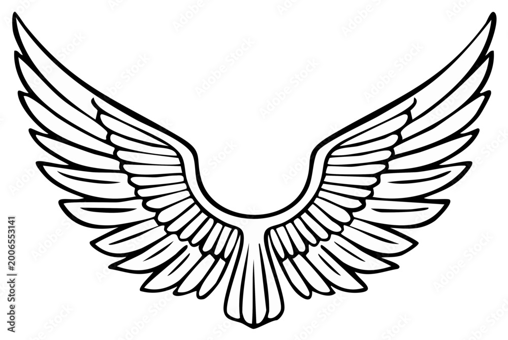 Fototapeta premium Stylized Winged Symbol Drawing Illustration Decorative Artistic Graphic