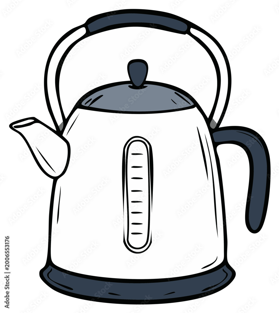 Obraz premium Cartoon Style Electric Kettle Illustration Vector Design for Drink Preparation