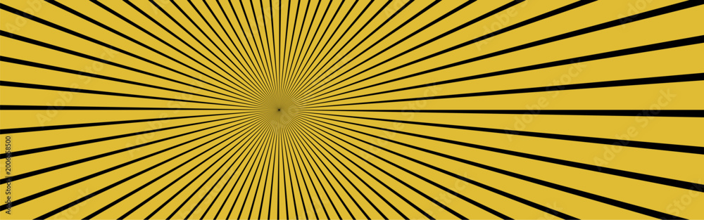 Obraz premium Yellow and black sunburst, gold radial rays, abstract comic wallpaper