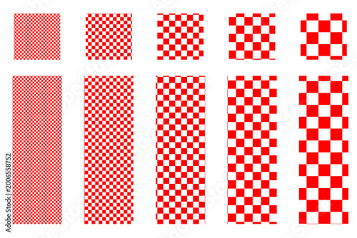 Red and white checkerboard pattern, checkered grid background, red white squares