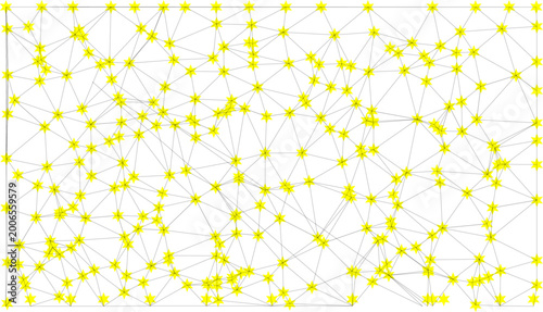 Konstfotografi yellow star network triangulation, connected star shapes pattern, geometric star