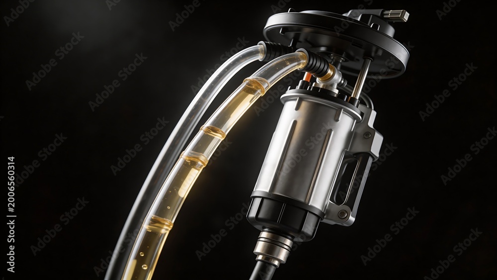 Naklejka premium Mechanical pump with fluid in tubes