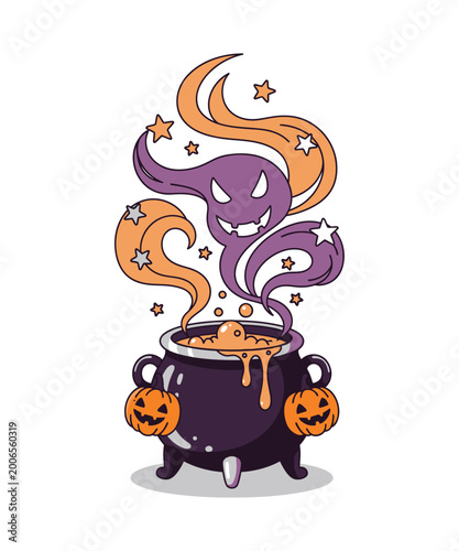 Cute Halloween Cauldron Cartoon Spooky Season T-Shirt