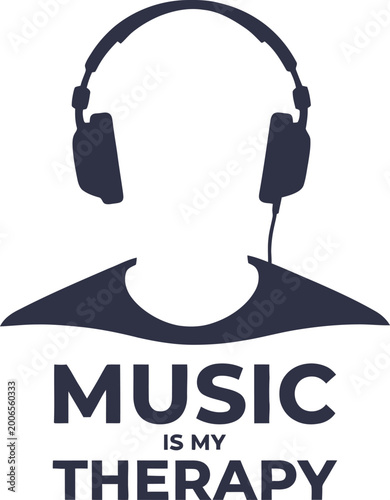 Music Is My Therapy Typography T-Shirt for Music Lovers