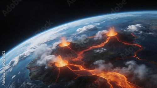 Volcanic Eruption on Earth Surface