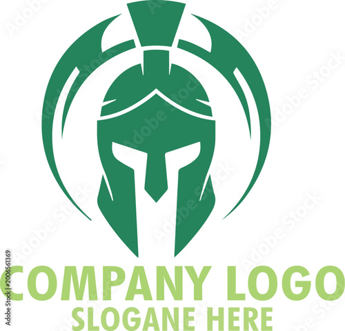 Spartan Helmet with Crossed Swords Logo Design Symbolizing Strength, Courage and Warrior Spirit