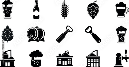 Photos Brewery silhouette icons a collection of black glyphs representing beer brewing