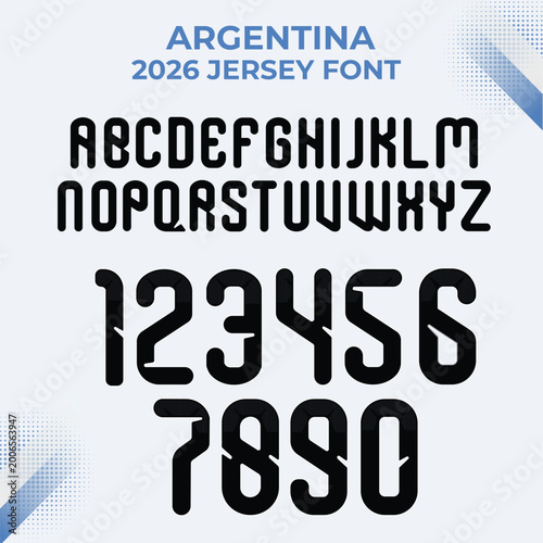 Bild auf Leinwand Argentina national football team jersey font and numbers set for 2026 sports sea