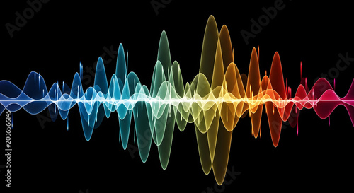 Canvastavla Abstract colorful audio sound waves frequency visualization featuring glowing ne