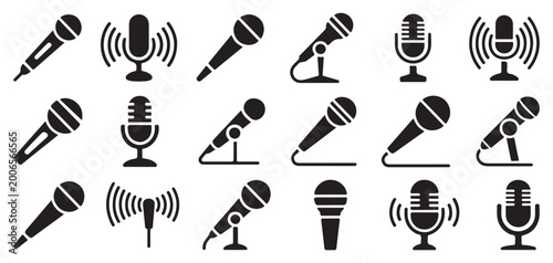 Tableau sur toile Vintage retro microphone vector icons for classic radio and broadcast