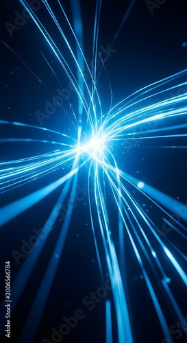 4k cinematic light burst motion with dynamic blue rays radiating outward