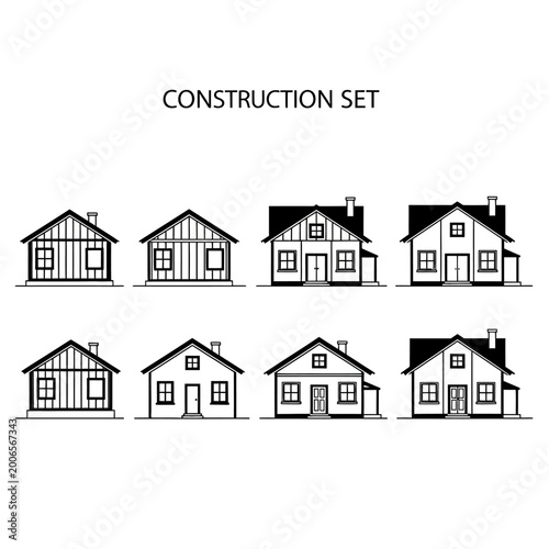 Cuadro en lienzo Black and white house line drawings.