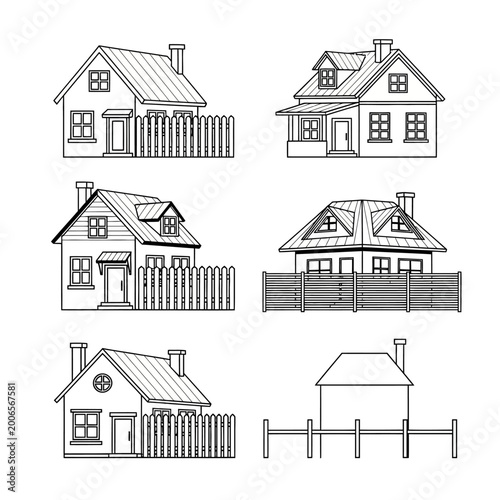 Fotografía Collection of houses with fences.