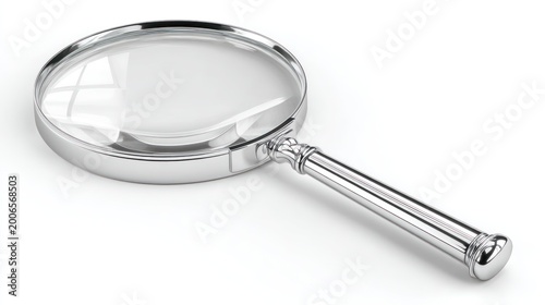 Shiny magnifying glass on transparent