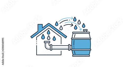 Valokuva Illustration of a rainwater harvesting system for sustainable home water management