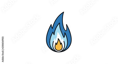 Blue gas flame icon illustration isolated on white background