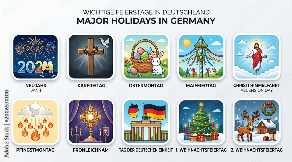 Fototapeta premium icons of major holidays in Germany