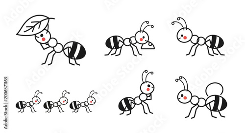 Photos Cartoon ants in various poses.