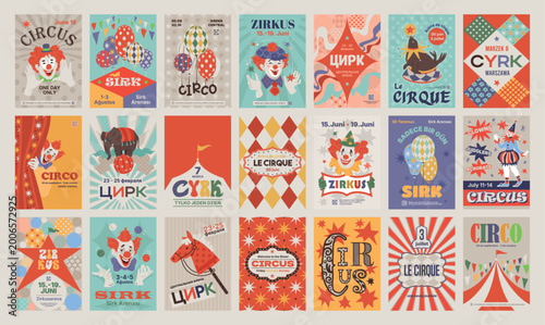 Billede på lærred Circus Posters Vector Design Set