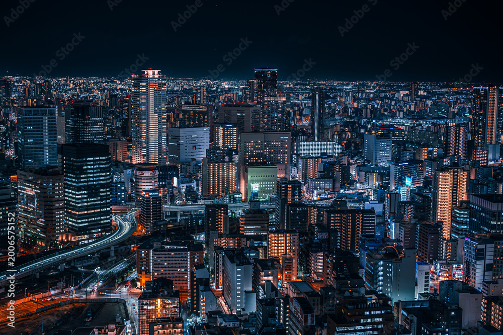 Obraz premium 梅田スカイビルから見た大阪の夜景