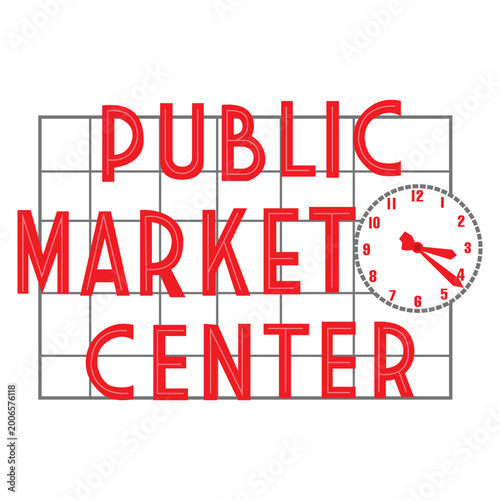 Foto Iconic Seattle Public Market Center red sign vector art