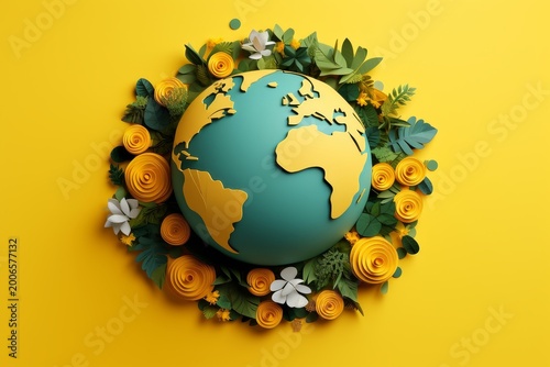 Eco friendly Earth papercut style illustration