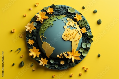 Eco friendly Earth papercut style illustration
