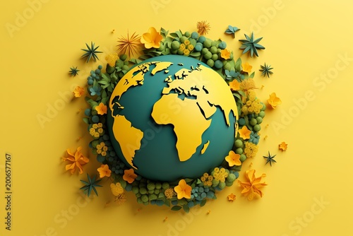 Eco friendly Earth papercut style illustration