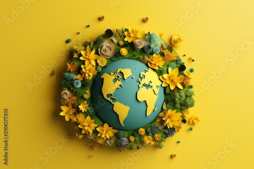 Eco friendly Earth papercut style illustration