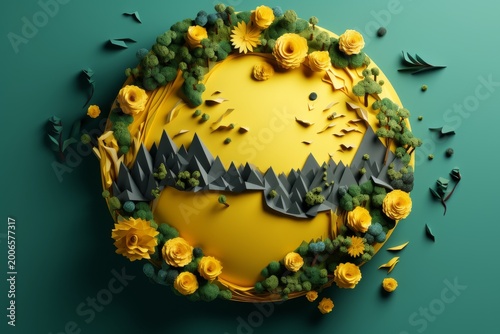 Eco friendly Earth papercut style illustration