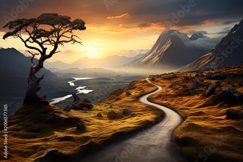 Inspiring winding road journey concept