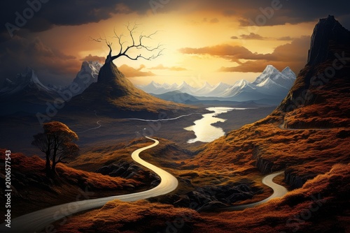 Inspiring winding road journey concept