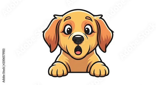 Cute cartoon dog face expression.
