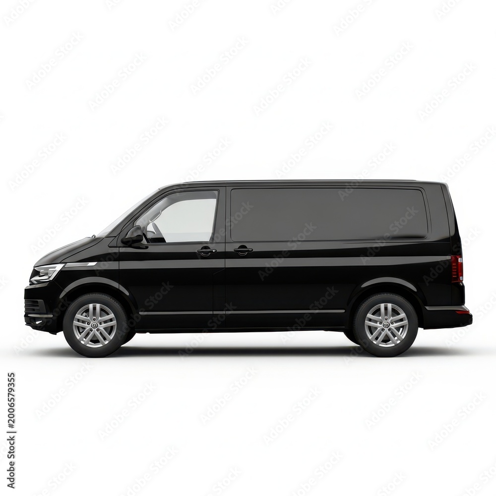 Fototapeta premium A black van is shown in a studio setting