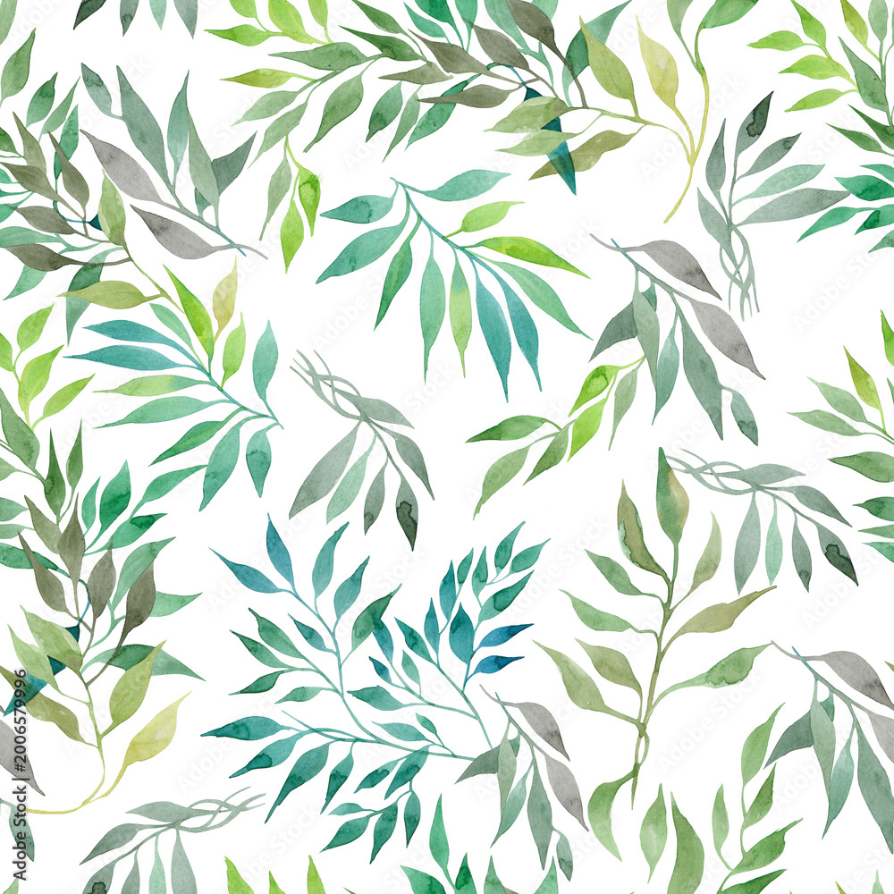 Fototapeta premium seamless pattern with green leaves