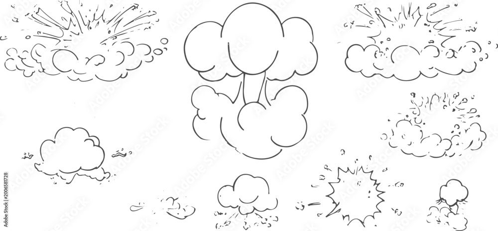 Fototapeta premium Comic book style explosion and smoke cloud