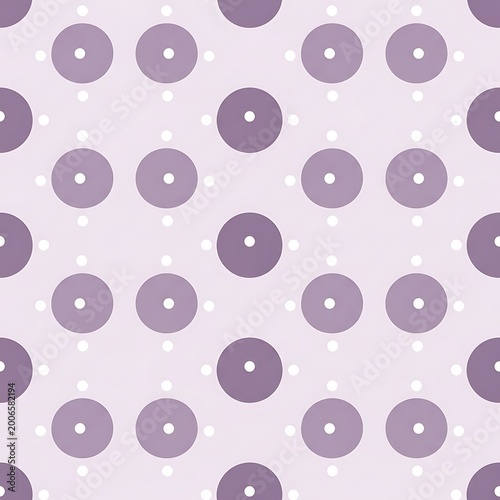 Seamless pattern of purple and white polka dots on a light purple background